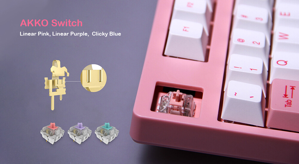 Bàn phím cơ AKKO 3084 World Tour Tokyo Pink Switch  sử dụng switch Akko được phát triển bởi chính hãng